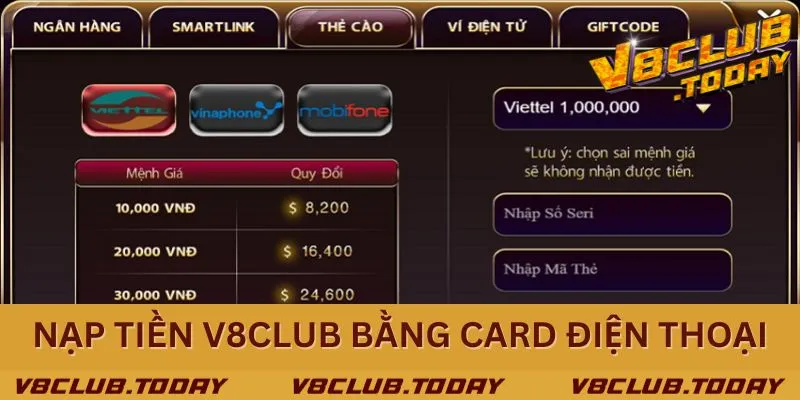 Phương thức nạp tiền chơi cá cược bằng thẻ cào/card điện thoại